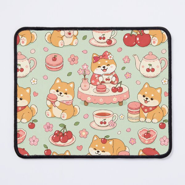 Item preview, Shiba Cherry Tea House Pattern designed and sold by Soft Berry Studio.