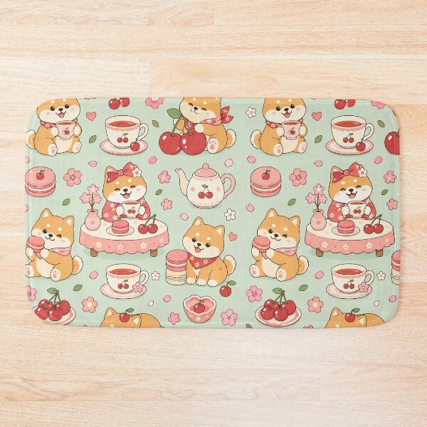 Item preview, Shiba Cherry Tea House Pattern designed and sold by Soft Berry Studio.