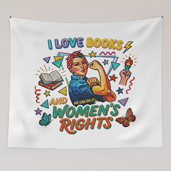 Item preview, I Love Books And Women's Rights  Rosie the riveter  Feminist designed and sold by TeeARTHY.