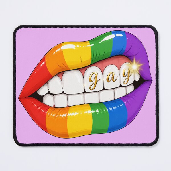 Item preview, Gay Pride Rainbow Lips | Gold Script Teeth | LGBTQ+ Aesthetic Art designed and sold by Ginastle26.
