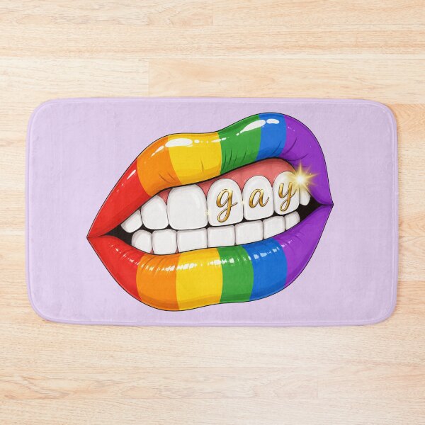 Item preview, Gay Pride Rainbow Lips | Gold Script Teeth | LGBTQ+ Aesthetic Art designed and sold by Ginastle26.