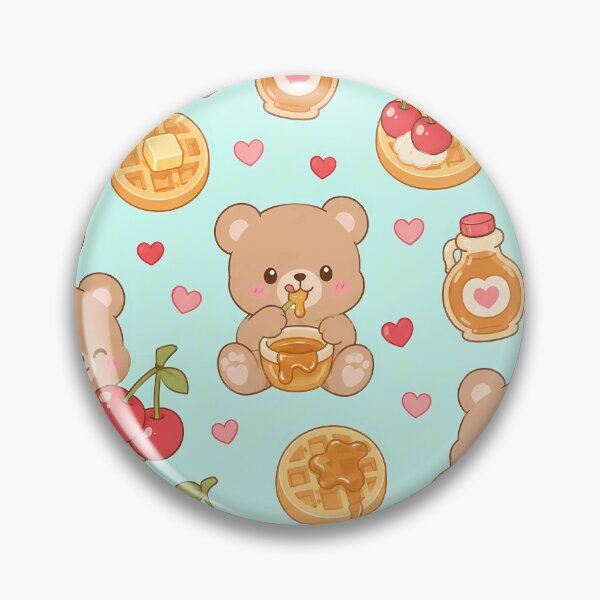 Item preview, Teddy Bear Cherry Waffle Pattern designed and sold by Soft Berry Studio.