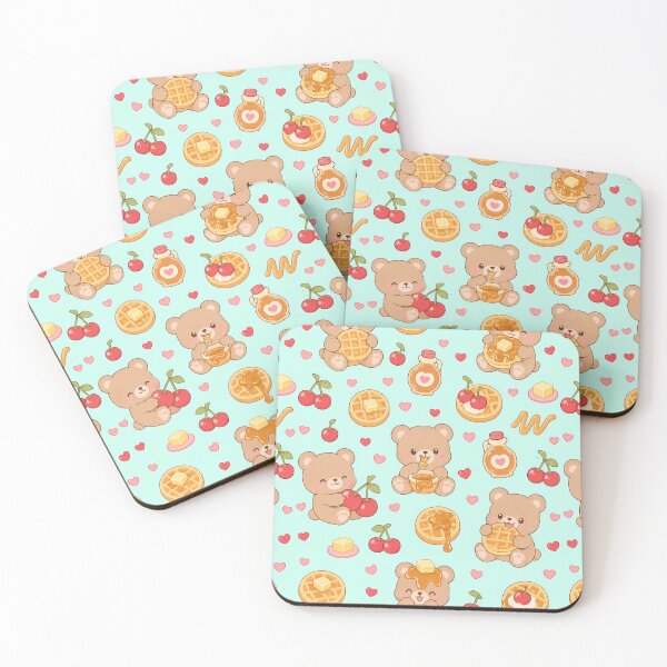 Item preview, Teddy Bear Cherry Waffle Pattern designed and sold by Soft Berry Studio.