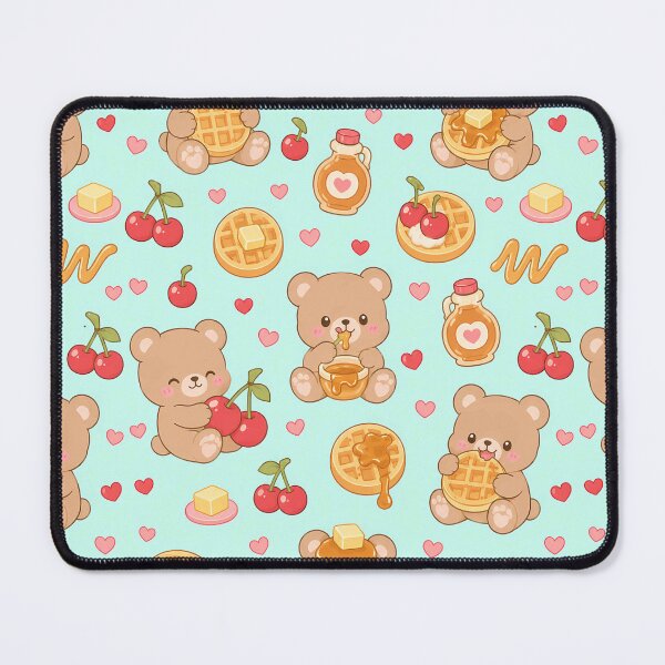Item preview, Teddy Bear Cherry Waffle Pattern designed and sold by Soft Berry Studio.
