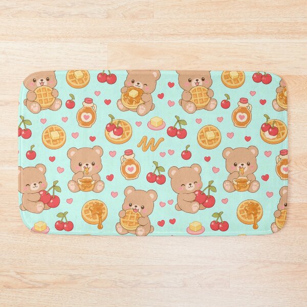 Item preview, Teddy Bear Cherry Waffle Pattern designed and sold by Soft Berry Studio.