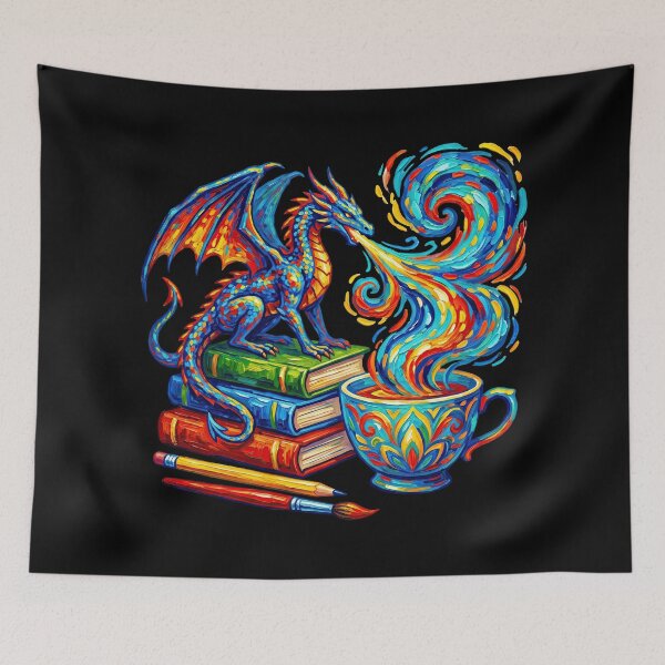 Item preview,  Magical Dragon Reading Books And Drinking Tea designed and sold by TeeARTHY.