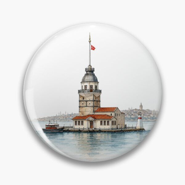 Item preview, Maiden's Tower Watercolor Art Print | Istanbul Landmark Travel Illustration designed and sold by DreamPaw Studio.