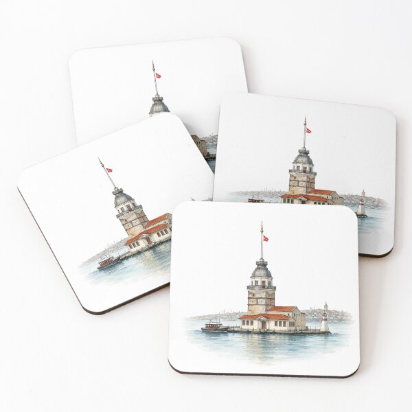 Item preview, Maiden's Tower Watercolor Art Print | Istanbul Landmark Travel Illustration designed and sold by DreamPaw Studio.