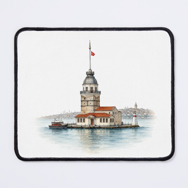 Item preview, Maiden's Tower Watercolor Art Print | Istanbul Landmark Travel Illustration designed and sold by DreamPaw Studio.