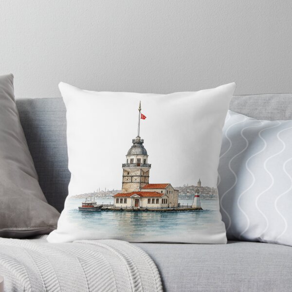 Item preview, Maiden's Tower Watercolor Art Print | Istanbul Landmark Travel Illustration designed and sold by DreamPaw Studio.