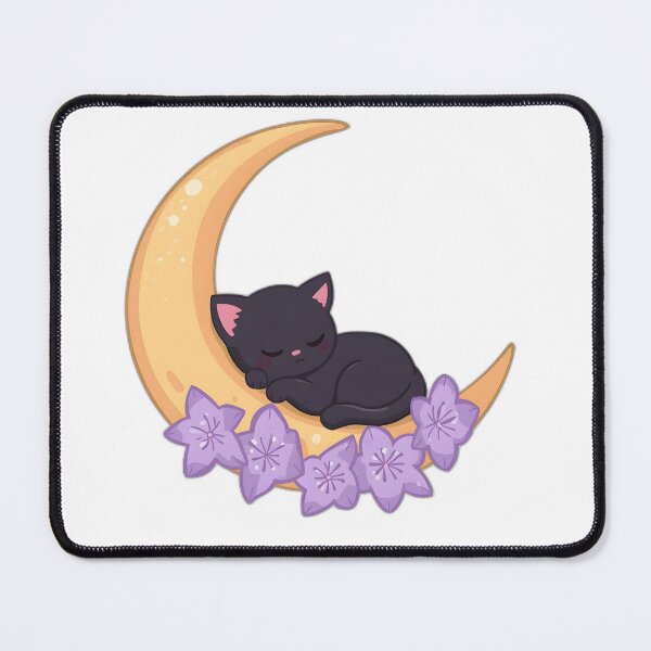 Item preview, Sleeping Black Cat on Crescent Moon Sticker | Cute Kawaii Moon Cat Design designed and sold by dreamz-world.
