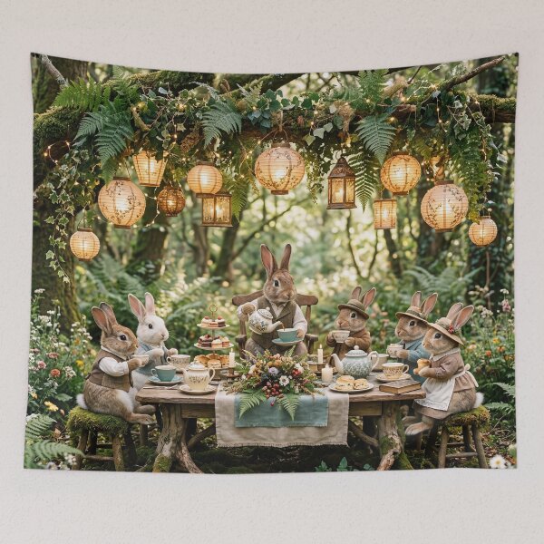 Item preview,  Woodland Rabbit Tea Party designed and sold by ASTRAL ART LAB.