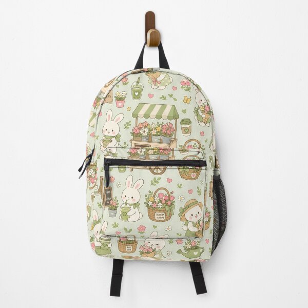 Item preview, Bunny Matcha Flower Market Pattern designed and sold by Soft Berry Studio.