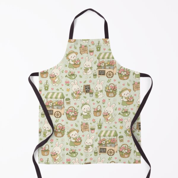 Item preview, Bunny Matcha Flower Market Pattern designed and sold by Soft Berry Studio.