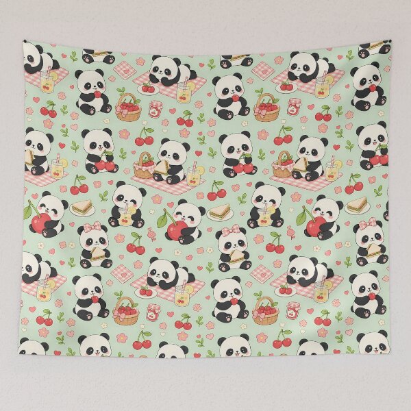 Item preview, Panda Cherry Picnic Pattern designed and sold by Soft Berry Studio.