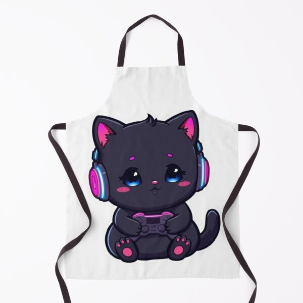 Item preview, Cute Black Gamer Kitten with RGB Cat Ear Headphones Sticker designed and sold by Stylestickers55.