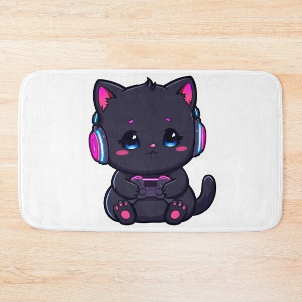 Item preview, Cute Black Gamer Kitten with RGB Cat Ear Headphones Sticker designed and sold by Stylestickers55.