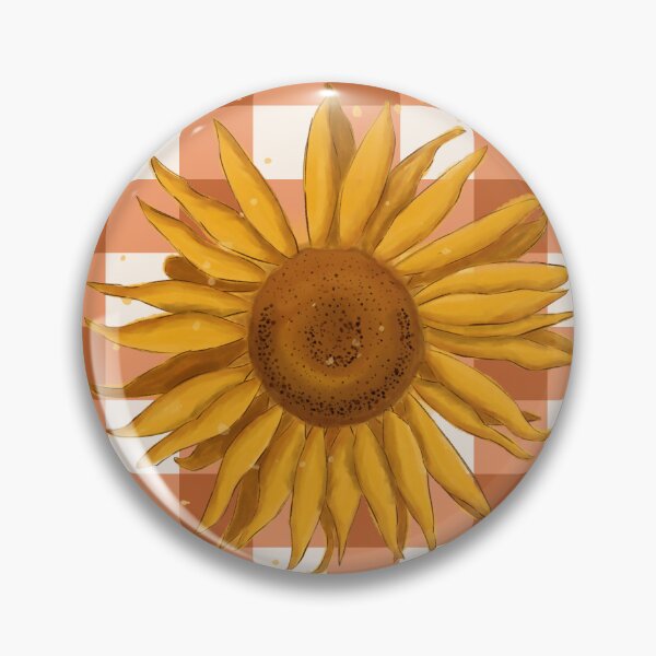 Item preview, Sunflower on terracotta gingham - French country floral  designed and sold by OhNoNotAgain42.