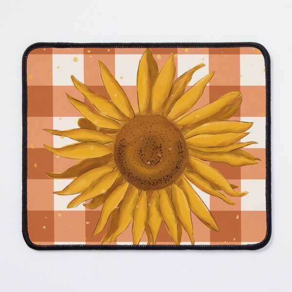Item preview, Sunflower on terracotta gingham - French country floral designed and sold by OhNoNotAgain42.