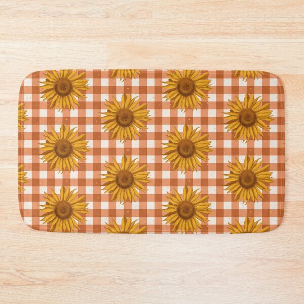Item preview, Sunflower on terracotta gingham - French country floral  designed and sold by OhNoNotAgain42.