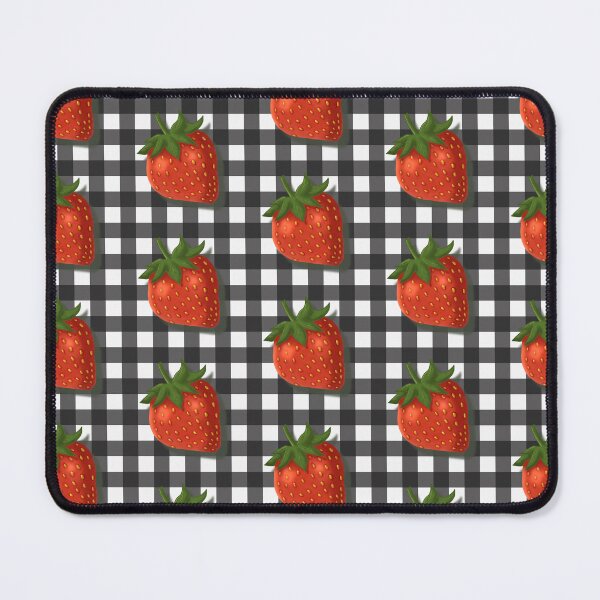 Item preview, Strawberry on black gingham - Rockabilly American diner designed and sold by OhNoNotAgain42.