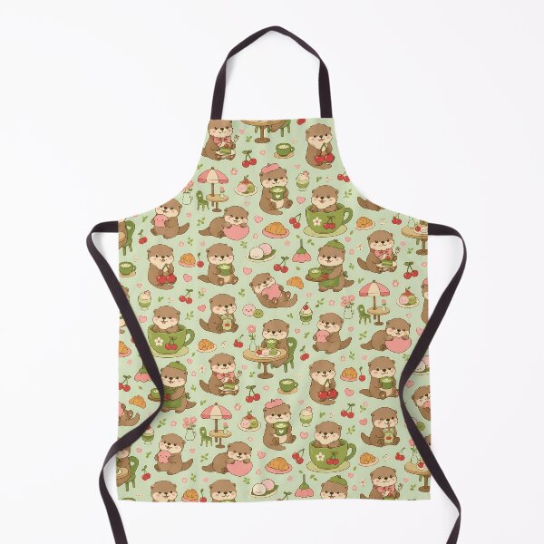Item preview, Otter Matcha Cherry Coffee Pattern designed and sold by Soft Berry Studio.