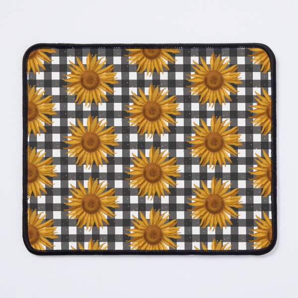 Item preview, Sunflower on black gingham - Rockabilly American diner designed and sold by OhNoNotAgain42.