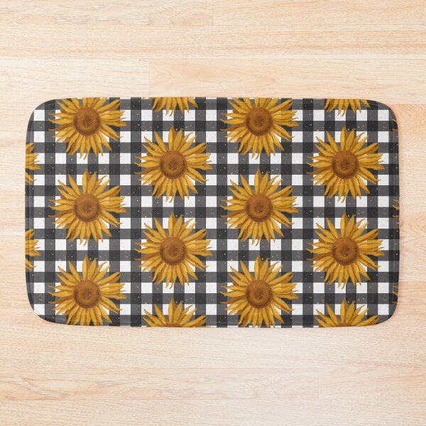 Item preview, Sunflower on black gingham - Rockabilly American diner designed and sold by OhNoNotAgain42.
