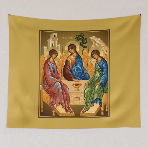 Item preview, icon Holy Trinity, based on the icon by Andrei Rublev, Hospitality of Abraham designed and sold by orthodox-icon.