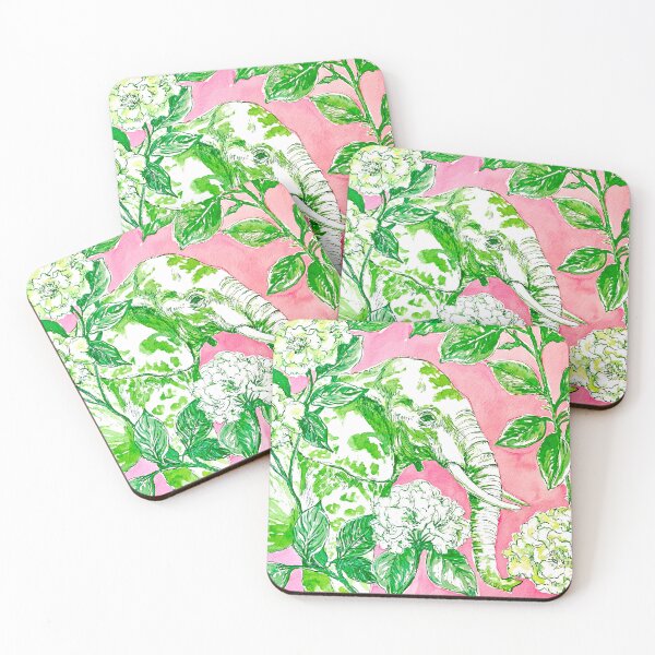 Item preview, Preppy Pink and Green Elephant designed and sold by ThePreppyArtist.
