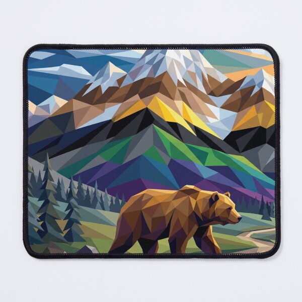 Item preview, Polygonal Bear Mountain Landscape - Bear Brotherhood Colors designed and sold by Woof-zil.