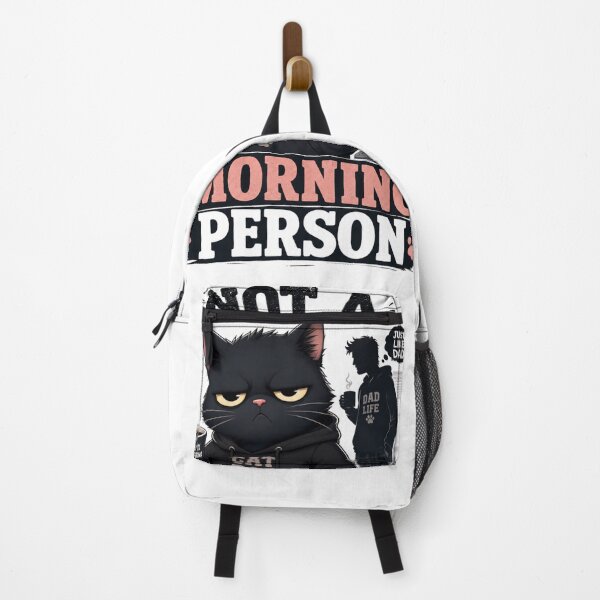 Item preview, Not A Morning Person Black Cat Dad Funny Kawaii T-Shirt designed and sold by Ashley critters.