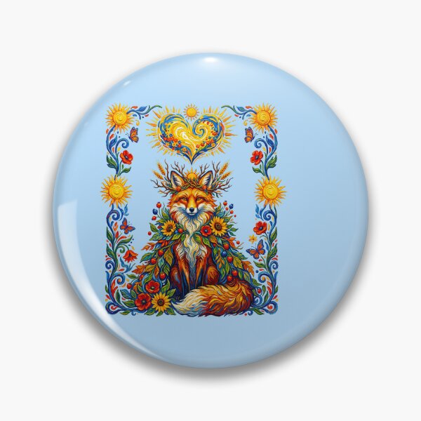 Item preview, Mystical Floral Fox Sunflowers Folk Art   designed and sold by TeeARTHY.