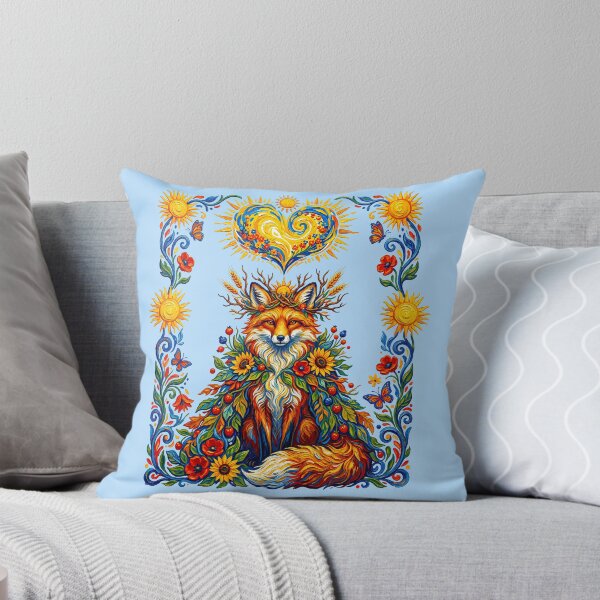Item preview, Mystical Floral Fox Sunflowers Folk Art   designed and sold by TeeARTHY.