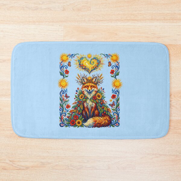 Item preview, Mystical Floral Fox Sunflowers Folk Art   designed and sold by TeeARTHY.