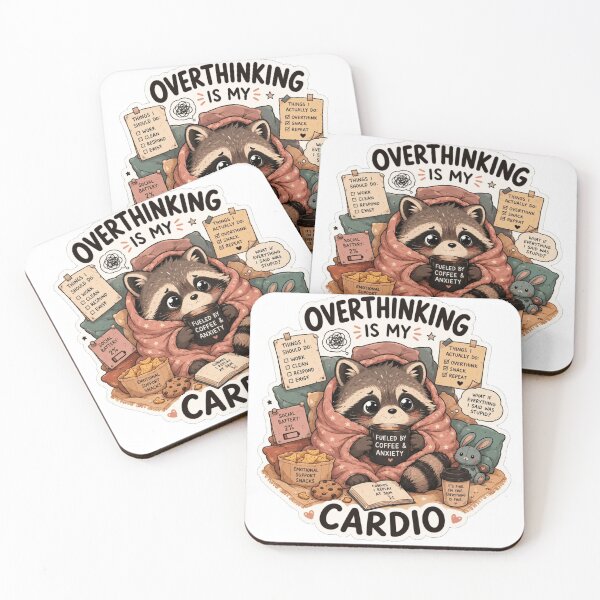 Item preview, Overthinking Is My Cardio Funny Raccoon designed and sold by Desola-Studio.
