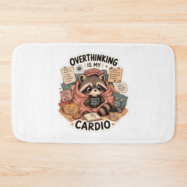 Item preview, Overthinking Is My Cardio Funny Raccoon designed and sold by Desola-Studio.