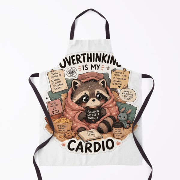 Item preview, Overthinking Is My Cardio Funny Raccoon designed and sold by Desola-Studio.