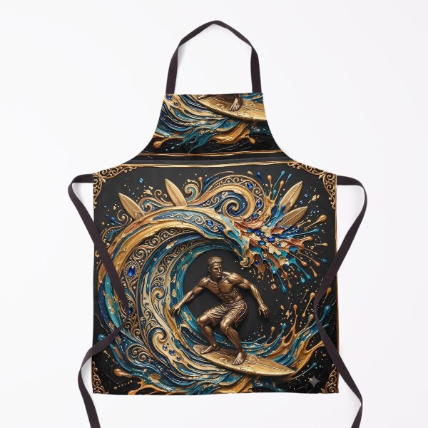 Item preview, Golden Surfer Ocean Wave - Luxury Impasto Oil Painting Art designed and sold by SupernovaNote.