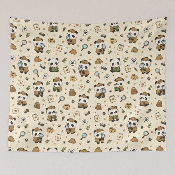 Item preview, Panda Detective Kawaii Mystery Pattern designed and sold by Soft Berry Studio.