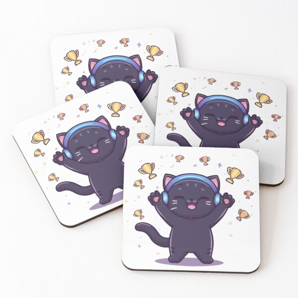 Item preview, Cute Victory Gamer Cat with RGB Headphones Kawaii Sticker designed and sold by Stylestickers55.