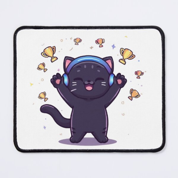 Item preview, Cute Victory Gamer Cat with RGB Headphones Kawaii Sticker designed and sold by Stylestickers55.