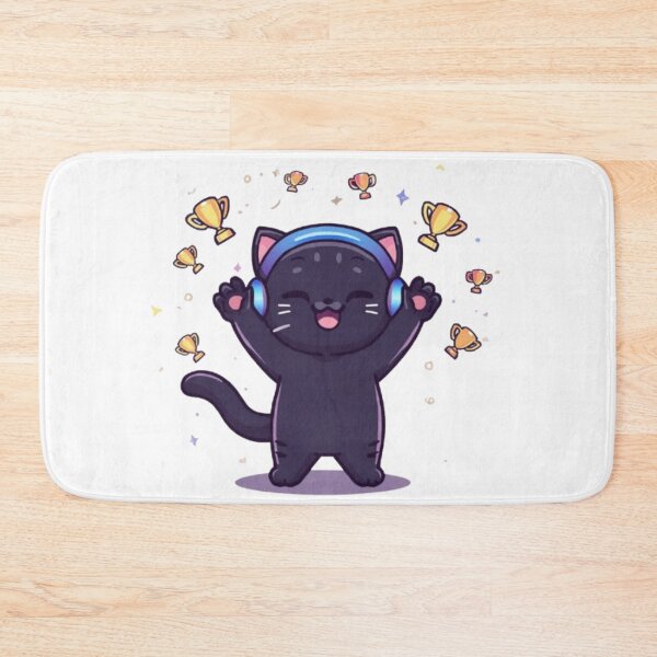 Item preview, Cute Victory Gamer Cat with RGB Headphones Kawaii Sticker designed and sold by Stylestickers55.