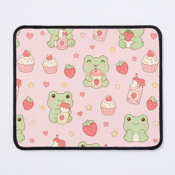 Item preview, Frog Strawberry Smoothie Kawaii  designed and sold by Soft Berry Studio.