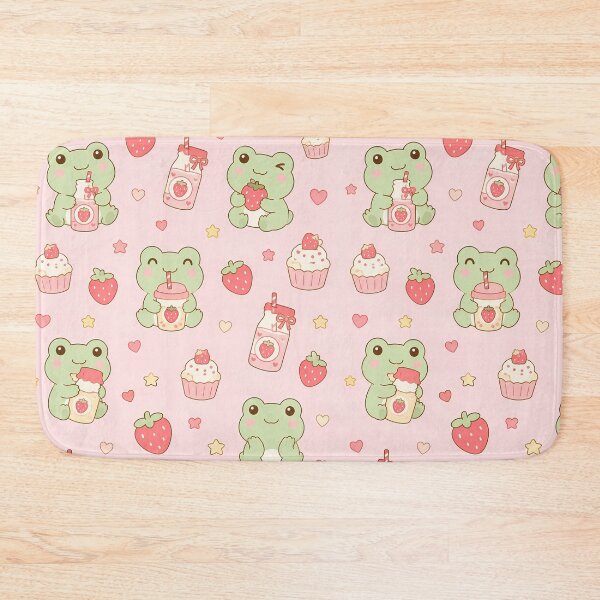 Item preview, Frog Strawberry Smoothie Kawaii  designed and sold by Soft Berry Studio.