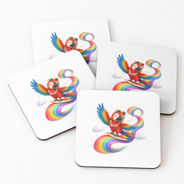 Item preview, Parrot Surfing on a Rainbow Ribbon  designed and sold by QuirkNest Studio .