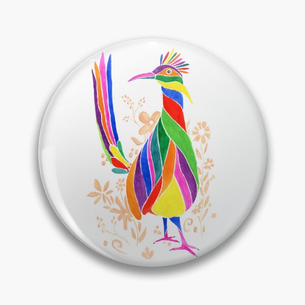 Item preview, Otomi Inspired Roadrunner Watercolor Painting designed and sold by Sonoran Glimmer.