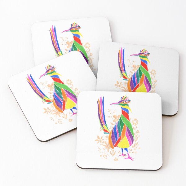 Item preview, Otomi Inspired Roadrunner Watercolor Painting designed and sold by Sonoran Glimmer.