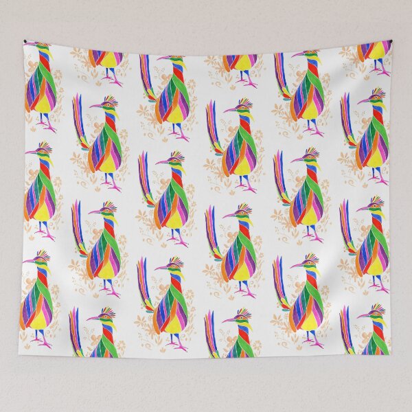 Item preview, Otomi Inspired Roadrunner Watercolor Painting designed and sold by Sonoran Glimmer.
