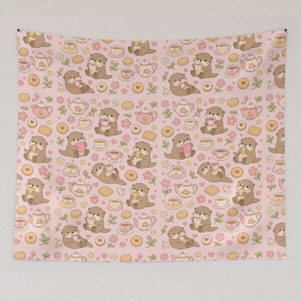 Item preview, Otter Floral Tea Party Kawaii cup designed and sold by Soft Berry Studio.